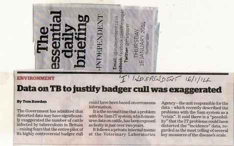 Badger cull I Jan 16 2014